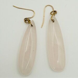 Natural Stone Rose Quartz Teardrop Dangle Earrings Golden Stainless  Hooks Boho